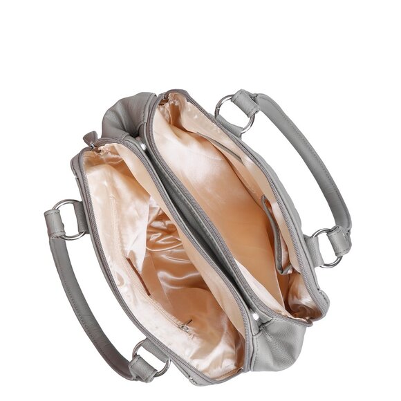 Vegan Leather Women’s Grey Handbag – Top Handle Satchel with Crossbody Strap - Picture 5 of 11